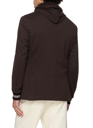 Back View - Click To Enlarge - ELEVENTY - Detachable Hooded Bib Single Breasted Blazer