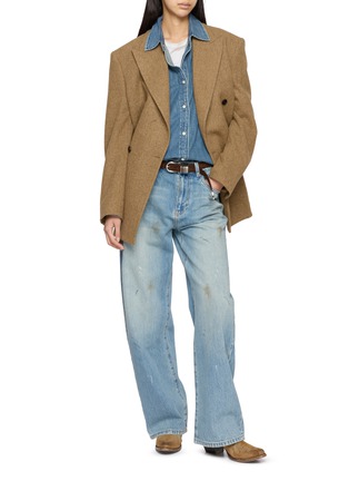 Figure View - Click To Enlarge - MO&CO. - Logo Embroidered Denim Shirt