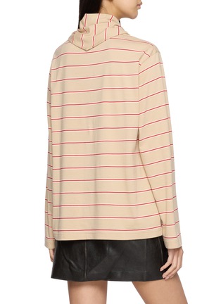 Back View - Click To Enlarge - MO&CO. - Long Sleeve Striped T-Shirt with Scarf