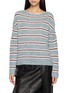 MO&CO. Striped Boat Neck Knit Sweater