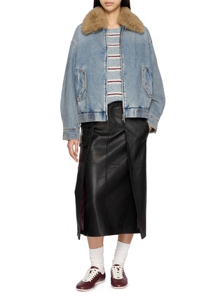 Figure View - Click To Enlarge - MO&CO. - Striped Boat Neck Knit Sweater