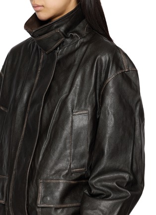  - MO&CO. - Contrast Collar Leather Field Jacket