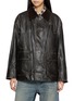 MO&CO. Contrast Collar Leather Field Jacket