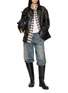 Figure View - Click To Enlarge - MO&CO. - Contrast Collar Leather Field Jacket