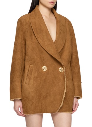 Detail View - Click To Enlarge - NANA JACQUELINE - Fur Trim Shawl Collar Suede Cocoon Coat