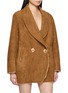 Detail View - Click To Enlarge - NANA JACQUELINE - Fur Trim Shawl Collar Suede Cocoon Coat