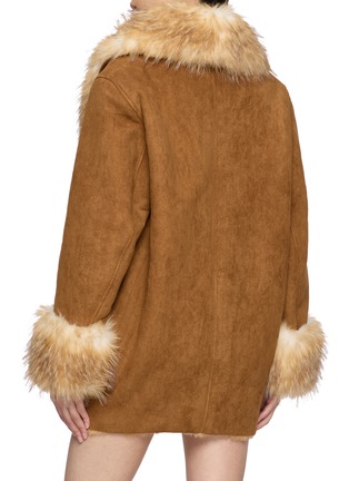 Back View - Click To Enlarge - NANA JACQUELINE - Fur Trim Shawl Collar Suede Cocoon Coat