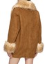 Back View - Click To Enlarge - NANA JACQUELINE - Fur Trim Shawl Collar Suede Cocoon Coat