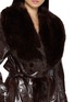  - NANA JACQUELINE - Fur Collar Belted Long Leather Coat