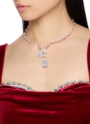 Front View - Click To Enlarge - NANA JACQUELINE - Crystal Waterdrop Y-Necklace