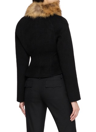Back View - Click To Enlarge - NANA JACQUELINE - Detachable Fur Scarf Double Faced Wool Jacket