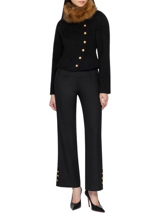 Figure View - Click To Enlarge - NANA JACQUELINE - Detachable Fur Scarf Double Faced Wool Jacket
