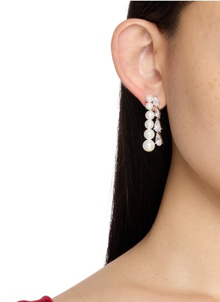 Front View - Click To Enlarge - NANA JACQUELINE - Pearl Crystal Drop Earrings