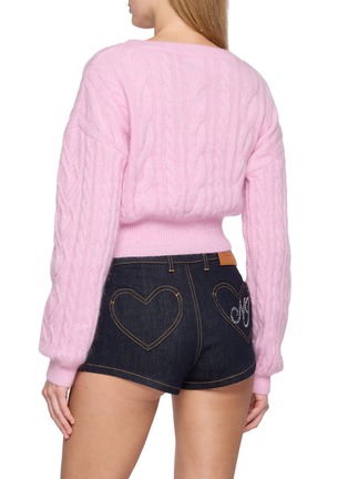 Back View - Click To Enlarge - NANA JACQUELINE - Crewneck Heart Cable Knit Sweater