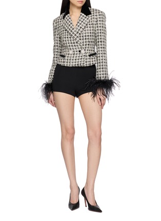 Figure View - Click To Enlarge - NANA JACQUELINE - Double Breasted Feather Cuff Tweed Jacket