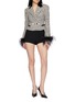 Figure View - Click To Enlarge - NANA JACQUELINE - Double Breasted Feather Cuff Tweed Jacket