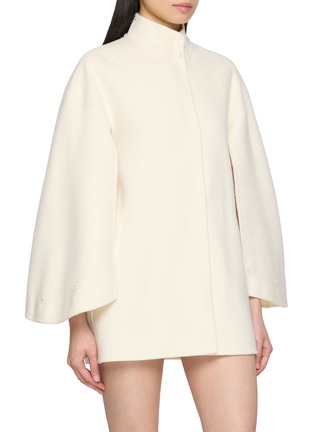 Detail View - Click To Enlarge - NANA JACQUELINE - Fur Trim Belted Double Faced Wool Cape Coat
