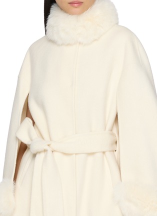  - NANA JACQUELINE - Fur Trim Belted Double Faced Wool Cape Coat