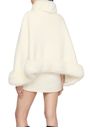 Back View - Click To Enlarge - NANA JACQUELINE - Fur Trim Belted Double Faced Wool Cape Coat
