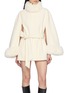 NANA JACQUELINE Fur Trim Belted Double Faced Wool Cape Coat