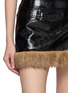  - NANA JACQUELINE - Contrast Faux Fur Trim Mini Skirt With Built In Shorts