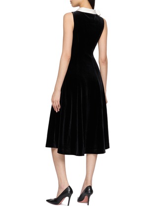 Back View - Click To Enlarge - NANA JACQUELINE - Sleeveless Crystal Bow Detail Velvet Midi Dress
