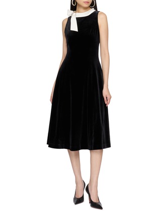 Figure View - Click To Enlarge - NANA JACQUELINE - Sleeveless Crystal Bow Detail Velvet Midi Dress