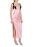Detail View - Click To Enlarge - NANA JACQUELINE - Draped Neck Velvet Bow Satin Dress