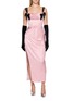 NANA JACQUELINE Draped Neck Velvet Bow Satin Dress