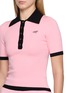  - NANA JACQUELINE - Contrast Trim Embroidered Knit Polo Top