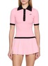 NANA JACQUELINE Contrast Trim Embroidered Knit Polo Top