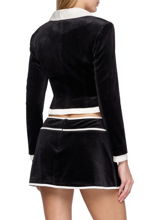 Back View - Click To Enlarge - NANA JACQUELINE - Single Breasted Bow Detail Colour Block Velvet Blazer