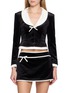 NANA JACQUELINE Single Breasted Bow Detail Colour Block Velvet Blazer
