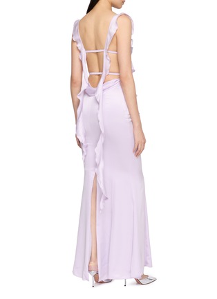 Back View - Click To Enlarge - NANA JACQUELINE - Ruffle Trim Backless Maxi Dress