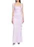NANA JACQUELINE Ruffle Trim Backless Maxi Dress