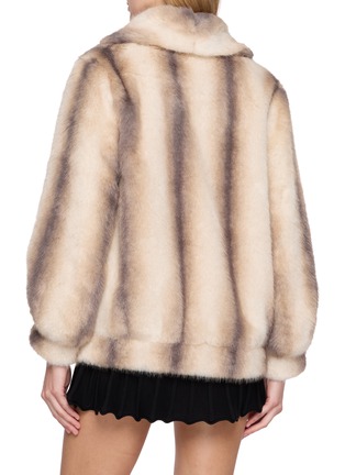 Back View - Click To Enlarge - NANA JACQUELINE - Striped Shawl Collar Fur Coat