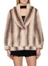 NANA JACQUELINE Striped Shawl Collar Fur Coat