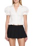NANA JACQUELINE Back Tie Lace Trim Cropped Shirt