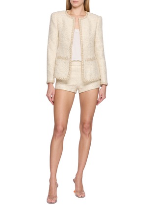 Figure View - Click To Enlarge - NANA JACQUELINE - Glitter Ribbon Trim Knit Jacket