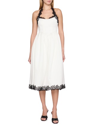 Figure View - Click To Enlarge - NANA JACQUELINE - Contrast Lace Halter Neck Midi Dress