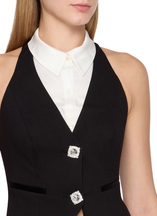  - NANA JACQUELINE - Layered Satin Collar Rhinestone Buckle Backless Vest