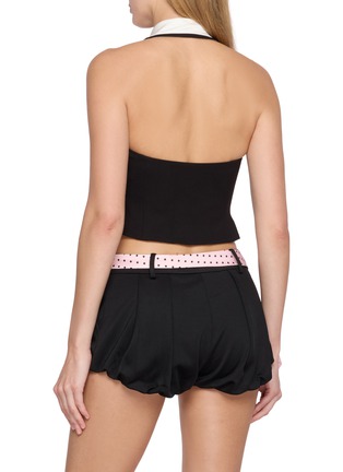 Back View - Click To Enlarge - NANA JACQUELINE - Layered Satin Collar Rhinestone Buckle Backless Vest