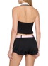 Back View - Click To Enlarge - NANA JACQUELINE - Layered Satin Collar Rhinestone Buckle Backless Vest