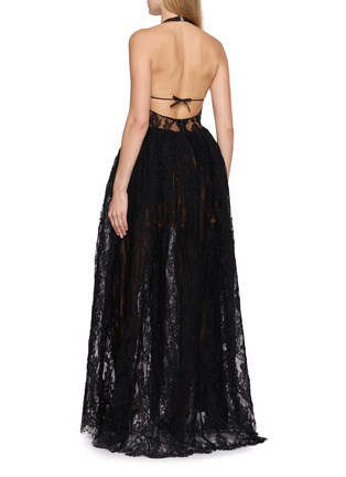 Back View - Click To Enlarge - NANA JACQUELINE - Sleeveless Halter Neck Lace Evening Gown