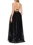 Back View - Click To Enlarge - NANA JACQUELINE - Sleeveless Halter Neck Lace Evening Gown