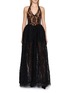 NANA JACQUELINE Sleeveless Halter Neck Lace Evening Gown