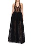 Figure View - Click To Enlarge - NANA JACQUELINE - Sleeveless Halter Neck Lace Evening Gown