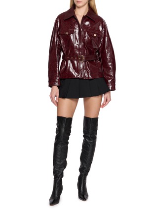 Figure View - Click To Enlarge - NANA JACQUELINE - Cropped Belted Leather Jacket