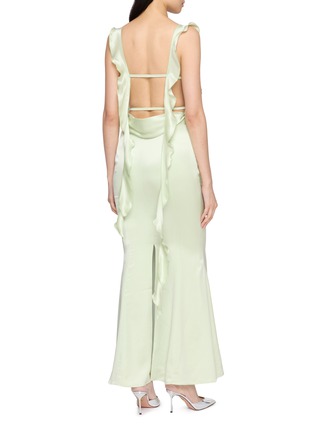 Back View - Click To Enlarge - NANA JACQUELINE - Ruffle Trim Backless Maxi Dress