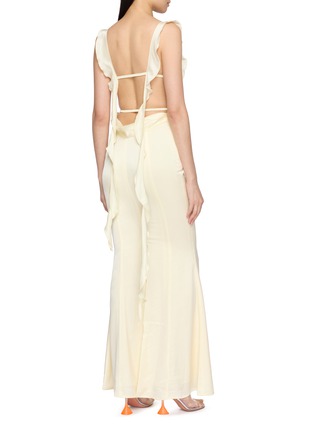 Back View - Click To Enlarge - NANA JACQUELINE - Ruffle Trim Backless Maxi Dress